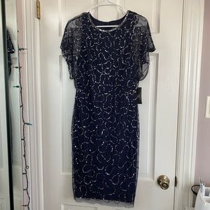 Adrianna Papell Sequin Navy Dress